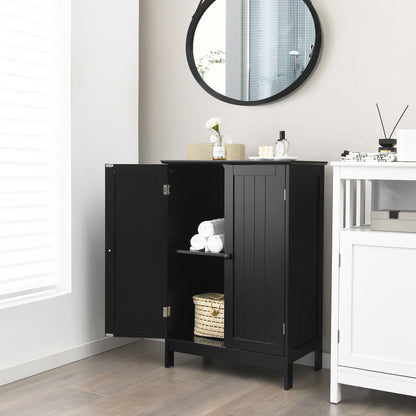 2-Door Freee-Standing Bathroom Cabinet with Shelf, Black Floor Cabinets at Gallery Canada