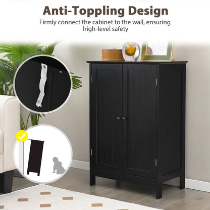 2-Door Freee-Standing Bathroom Cabinet with Shelf, Black Floor Cabinets at Gallery Canada