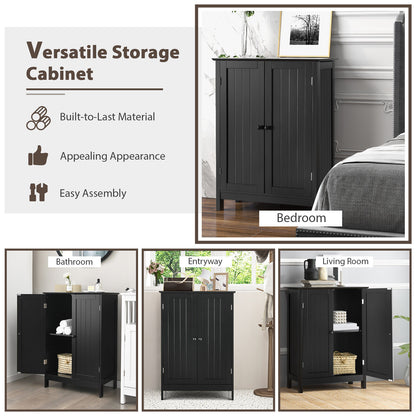 2-Door Freee-Standing Bathroom Cabinet with Shelf, Black Floor Cabinets at Gallery Canada