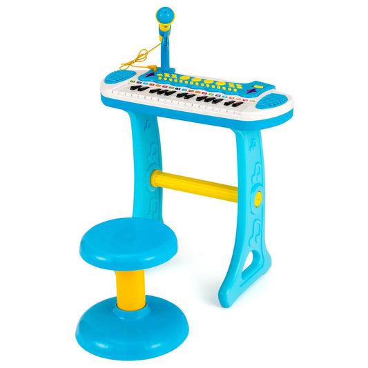 31-Key Kids Piano Keyboard Toy, With Microphone, Multiple Sounds, Blue Musical Toys Blue at Gallery Canada
