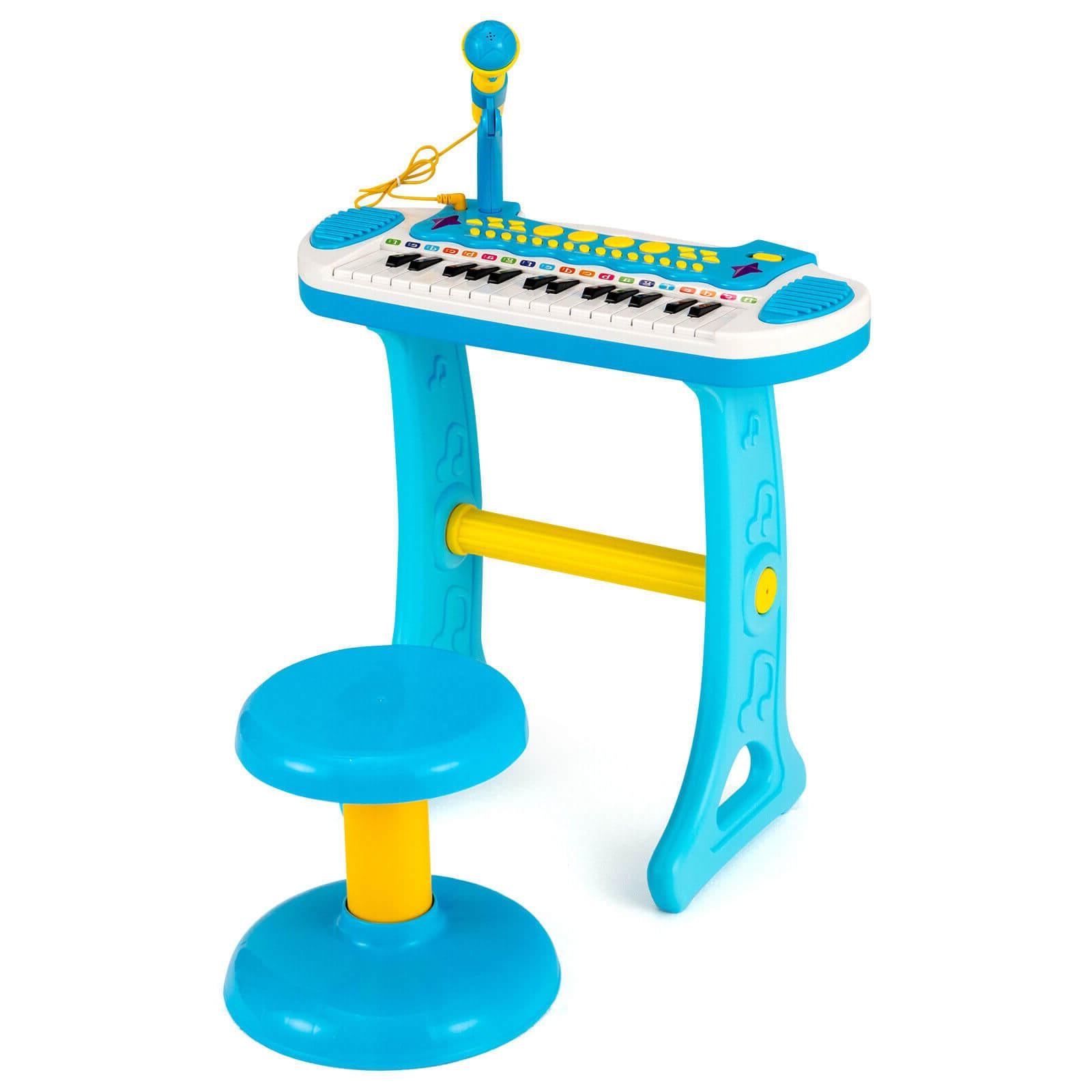 31-Key Kids Piano Keyboard Toy, With Microphone, Multiple Sounds, Blue Musical Toys Blue at Gallery Canada