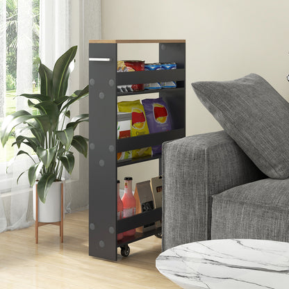 Rolling Kitchen Slim Storage Cart Mobile Shelving Organizer with Handle, Gray Kitchen Islands & Carts at Gallery Canada
