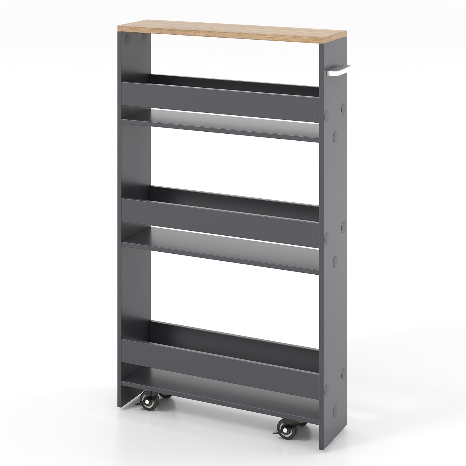 Rolling Kitchen Slim Storage Cart Mobile Shelving Organizer with Handle, Gray Kitchen Islands & Carts Gray at Gallery Canada