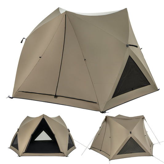 6-Sided Pop-up Family Tent with Rainfly  Skylight  3 Doors  3 Windows, Green - Gallery Canada