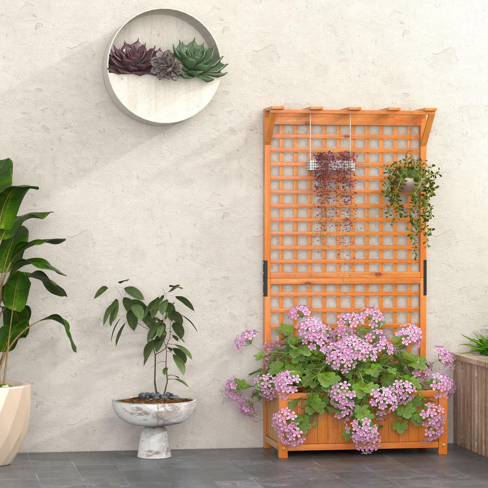 Raised Garden Bed with Trellis and Hanging Roof, Natural Raised Garden Beds at Gallery Canada