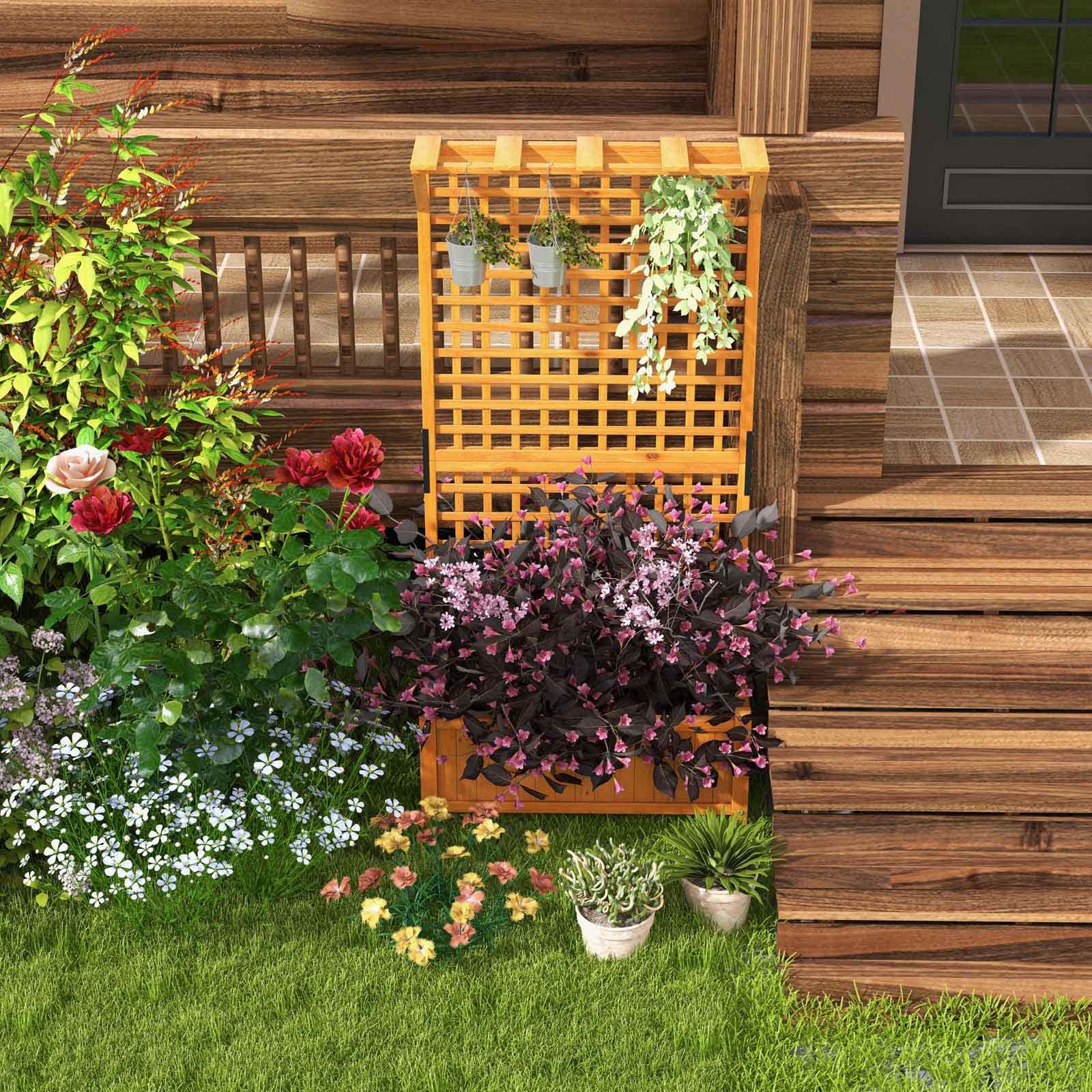 Raised Garden Bed with Trellis and Hanging Roof, Natural Raised Garden Beds at Gallery Canada