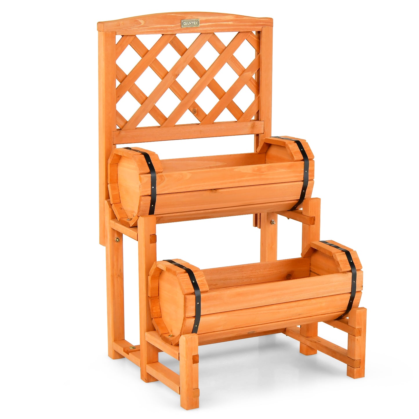 2-Tier Raised Garden Bed, 2 Cylindrical Planter Boxes, Trellis, Orange Raised Garden Beds at Gallery Canada