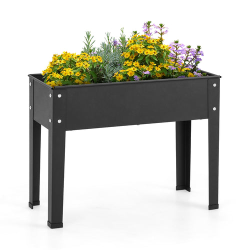Metal Raised Garden Bed With Legs, Drainage, 24 x 11 x 18 Inches, Black