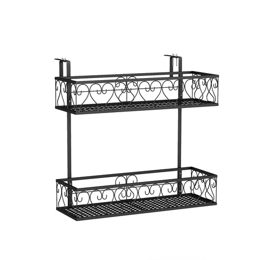Flower Pot Holder, Adjustable Hooks, 2 Planter Baskets, Black Plant Stands Black at Gallery Canada