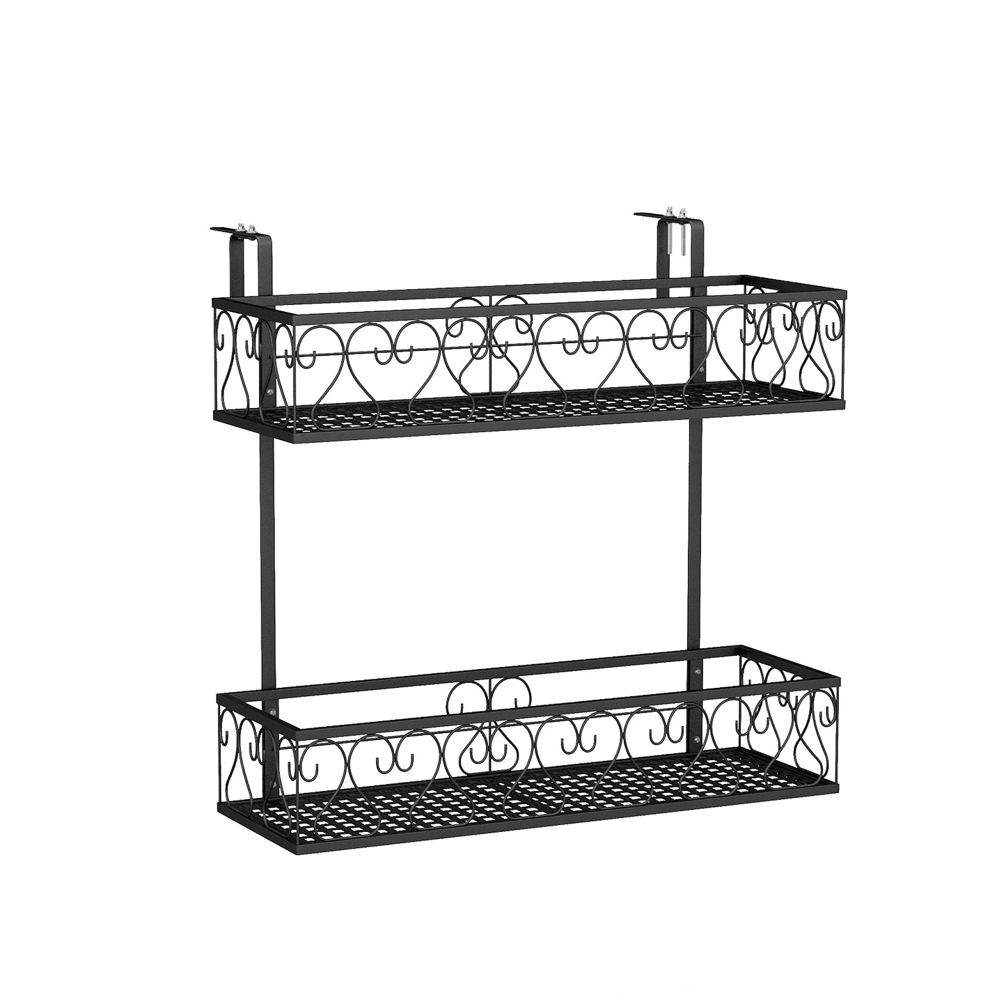 Flower Pot Holder, Adjustable Hooks, 2 Planter Baskets, Black Plant Stands Black at Gallery Canada