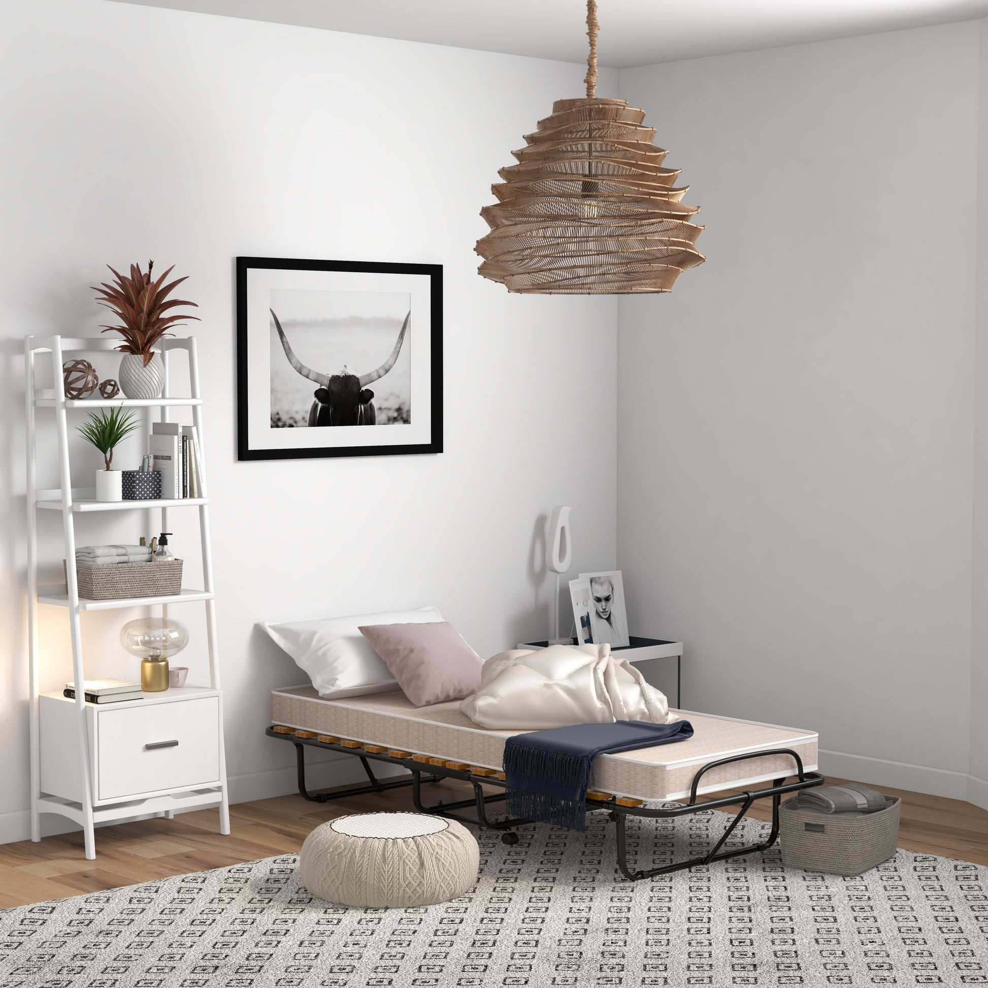 75 x 31.5 Inch Folding Guest Bed with Memory Foam Mattress for Adult, Black & White Folding Beds at Gallery Canada