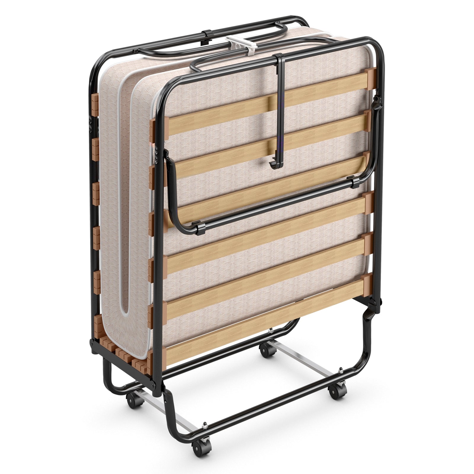 75 x 31.5 Inch Folding Guest Bed with Memory Foam Mattress for Adult, Black & White Folding Beds at Gallery Canada