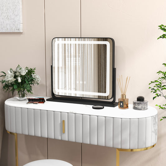 360° Rotatable Vanity Makeup Mirror with 3 Color Lighting Modes and Touch Control, Black Mirrors Black at Gallery Canada