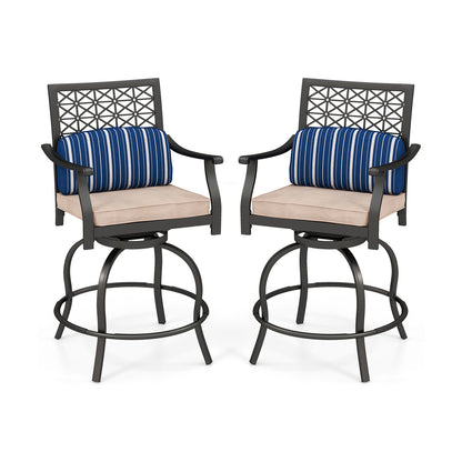 Set of 2 Outdoor Bar Height Chair with Soft Cushions, Black Patio Bar Furniture at Gallery Canada