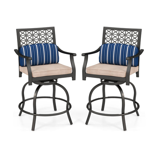 Set of 2 Outdoor Bar Height Chair with Soft Cushions, Black - Gallery Canada