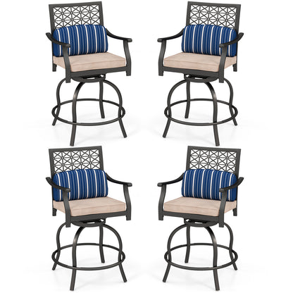 Set of 2 Outdoor Bar Height Chair with Soft Cushions, Black Patio Bar Furniture at Gallery Canada