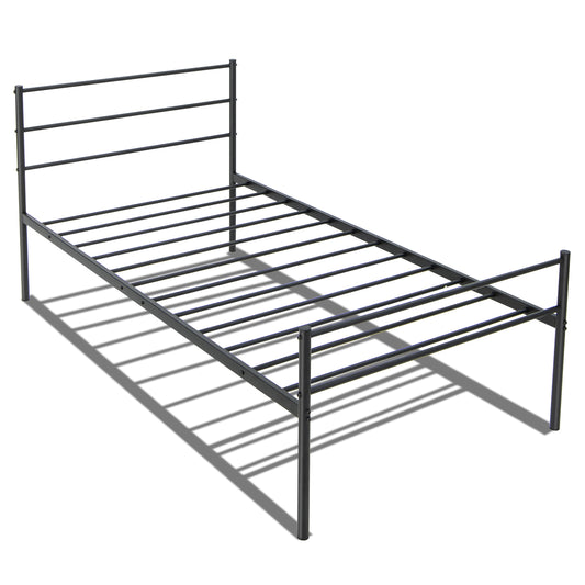 Twin Size Metal Bed Frame With Headboard, Black