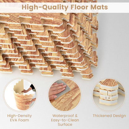 12 Tiles Wood Grain Foam Floor Mats with Borders, Natural Decorative Fencing & Flooring at Gallery Canada