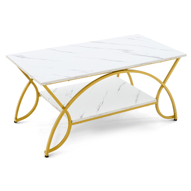 2-Tier Coffee Table, Rectangle, Gold, White Coffee Tables at Gallery Canada