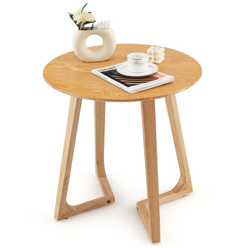 24 Inch Round End Table with Adjustable Foot Pads Natural, Natural