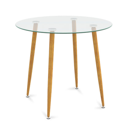 Round Glass Dining Table, Metal Legs, Natural Dining Tables at Gallery Canada