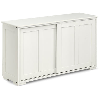 Kitchen Storage Cupboard Cabinet with Sliding Door-Antique White, White Sideboards Cabinets & Buffets White at Gallery Canada