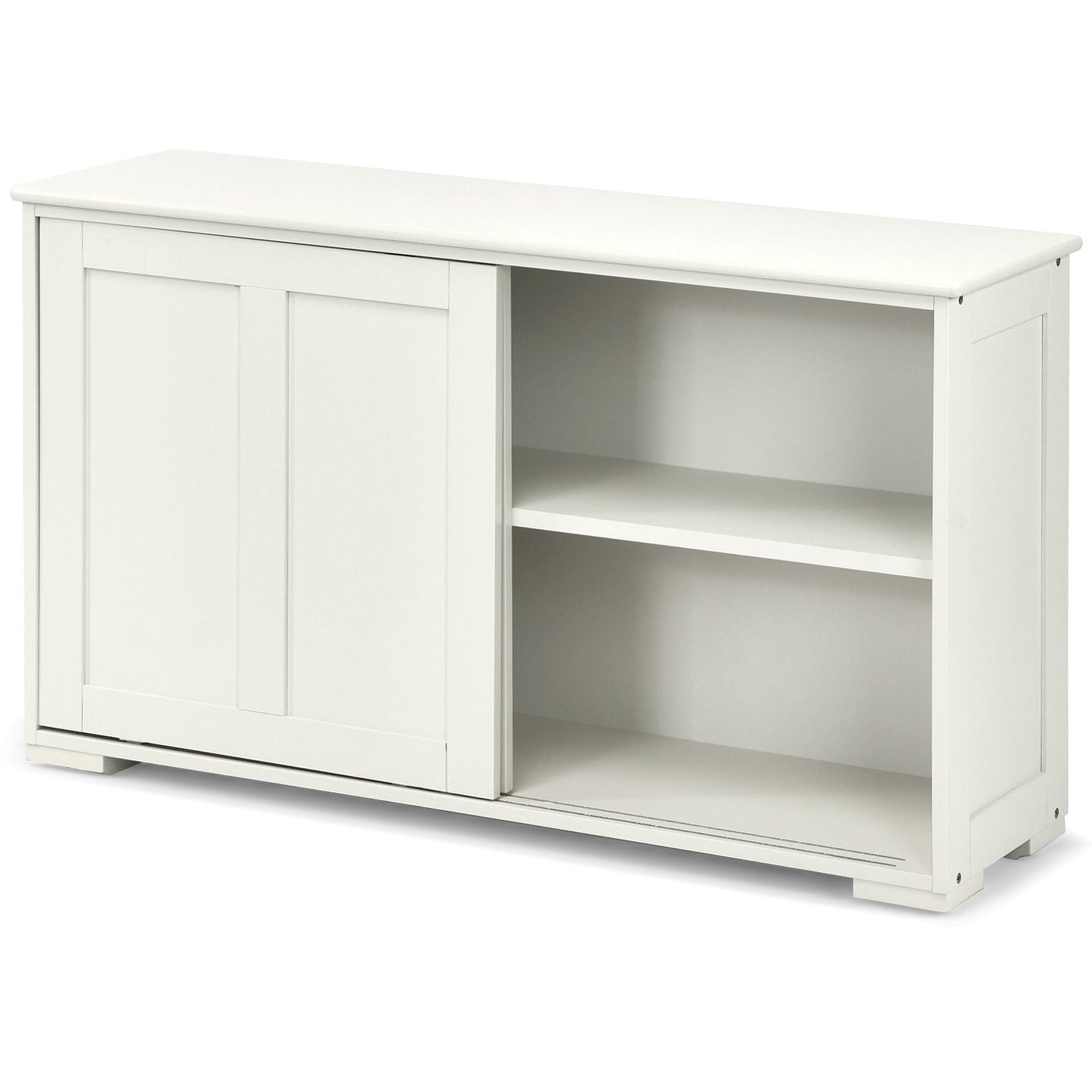 Kitchen Storage Cupboard Cabinet with Sliding Door-Antique White, White - Gallery Canada