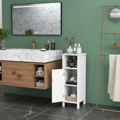 Freestanding Bathroom Cabinet, 1 Door, Open Shelf, White Floor Cabinets at Gallery Canada