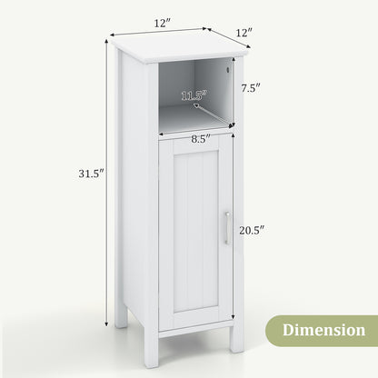 Freestanding Bathroom Cabinet, 1 Door, Open Shelf, White Floor Cabinets at Gallery Canada