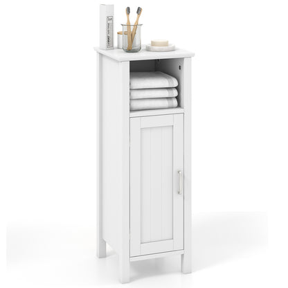 Freestanding Bathroom Cabinet, 1 Door, Open Shelf, White Floor Cabinets White at Gallery Canada