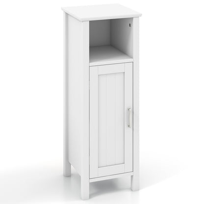 Freestanding Bathroom Cabinet, 1 Door, Open Shelf, White Floor Cabinets at Gallery Canada
