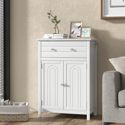 Free Standing Bathroom Storage Cabinet with Large Drawer, White Floor Cabinets at Gallery Canada