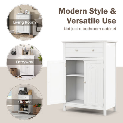 Free Standing Bathroom Storage Cabinet with Large Drawer, White Floor Cabinets at Gallery Canada