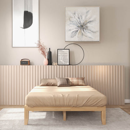 Queen Size 14 Inch Wooden Bed Mattress Frame, Natural Simple Bed Frame at Gallery Canada