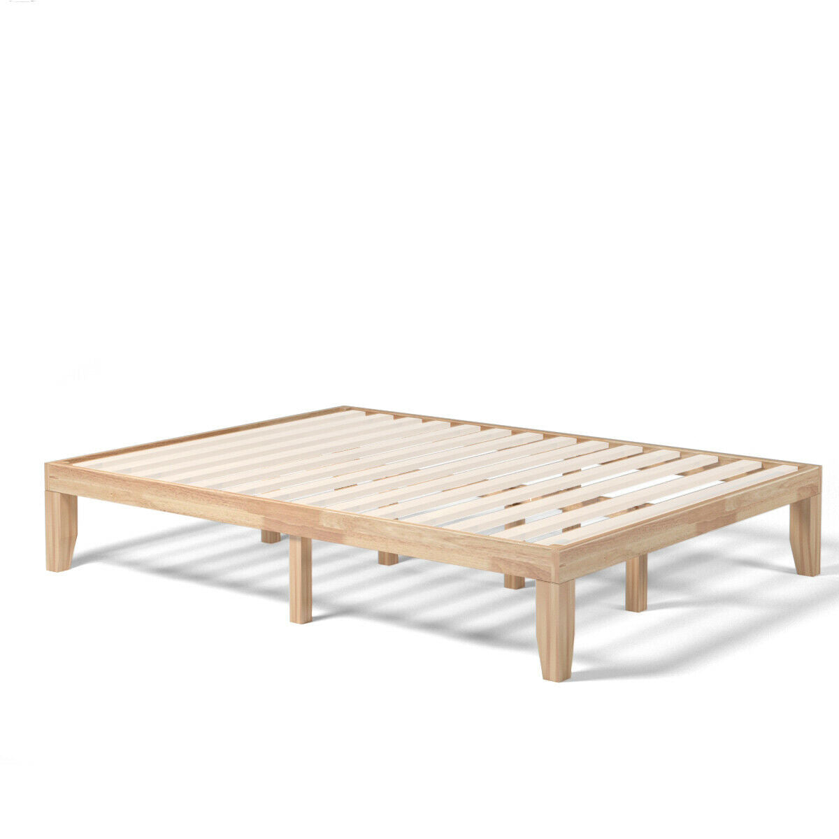 Queen Size 14 Inch Wooden Bed Frame, Natural Simple Bed Frame at Gallery Canada