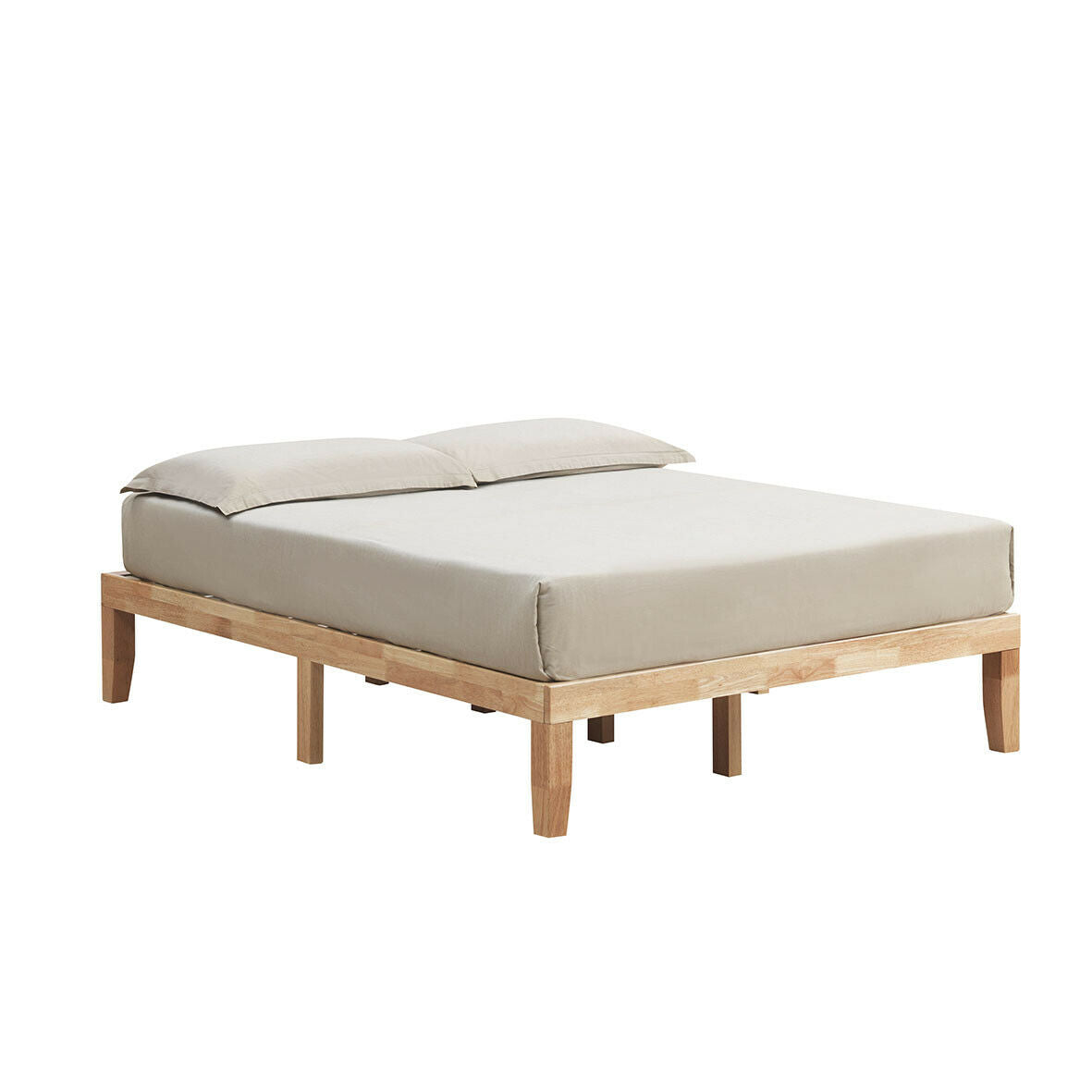 Queen Size 14 Inch Wooden Bed Mattress Frame, Natural Simple Bed Frame at Gallery Canada
