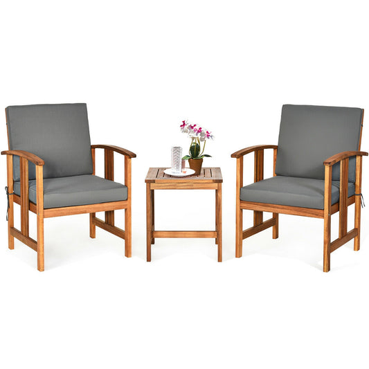 3 Pcs Solid Wood Patio Sofa Set, Gray Patio Conversation Sets Gray at Gallery Canada