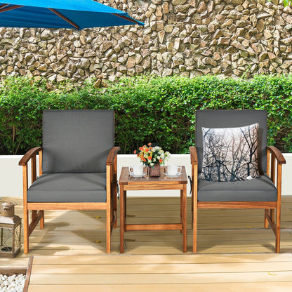3 Pcs Solid Wood Outdoor Patio Sofa Furniture Set, Gray Patio Conversation Sets at Gallery Canada