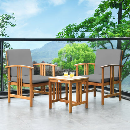 3 Pcs Solid Wood Outdoor Patio Sofa Furniture Set, Gray Patio Conversation Sets at Gallery Canada