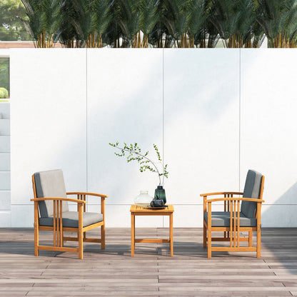 3 Pcs Solid Wood Outdoor Patio Sofa Furniture Set, Gray Patio Conversation Sets at Gallery Canada