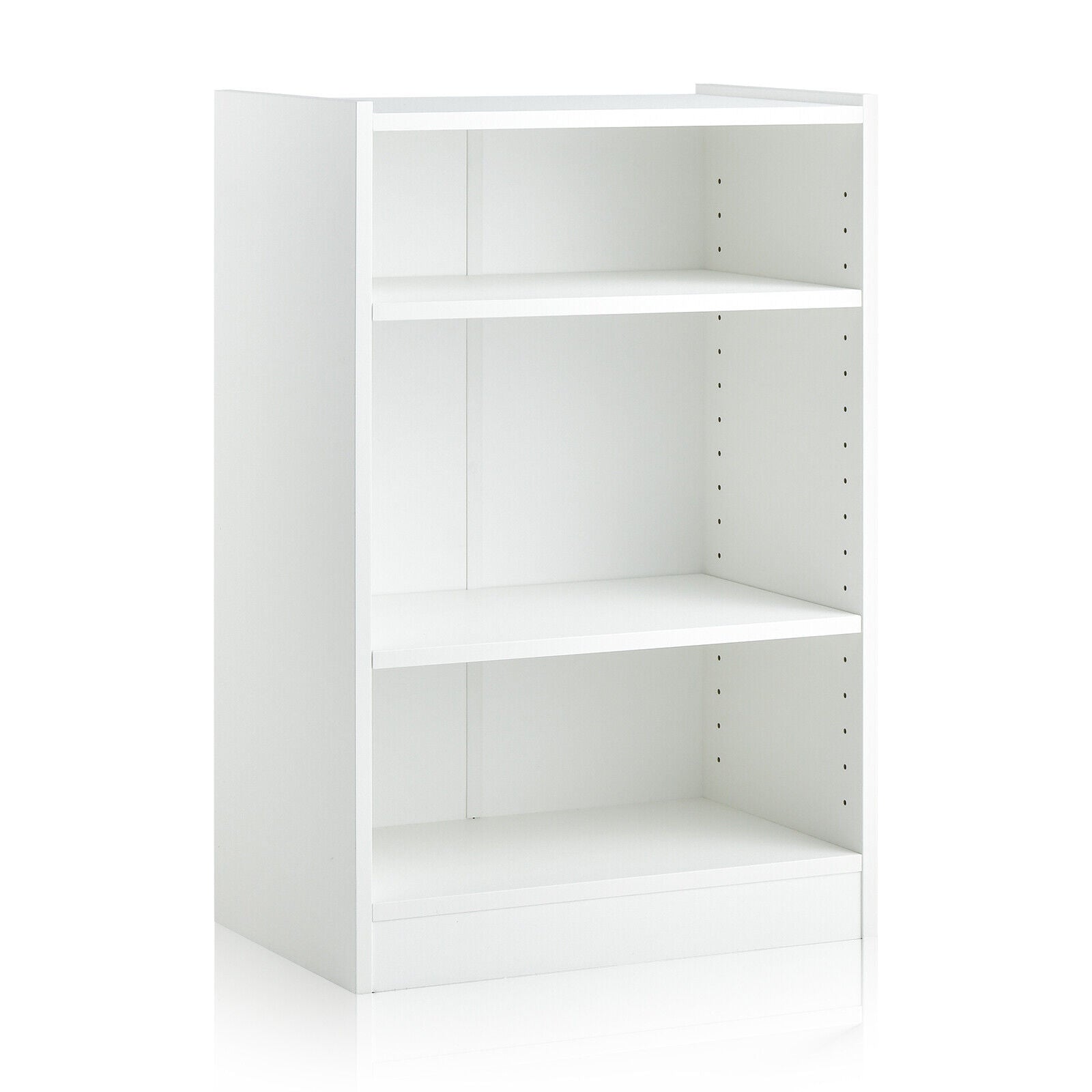 3-Tier Bookcase Open Display Rack Cabinet with Adjustable Shelves, White Bookcases at Gallery Canada