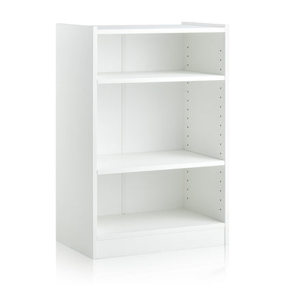 3-Tier Bookcase Open Display Rack Cabinet with Adjustable Shelves, White Bookcases at Gallery Canada