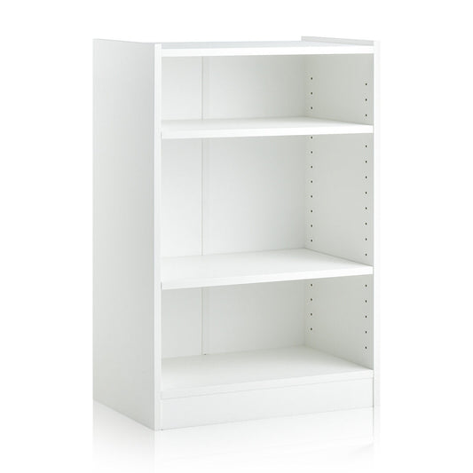 3-Tier Bookcase, Adjustable Shelves, White