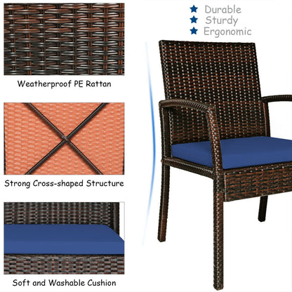7Pcs Patio Rattan Cushioned Dining Set, Navy Patio Dining Sets at Gallery Canada