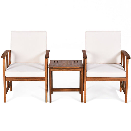 3 Pcs Solid Wood Outdoor Patio Sofa Furniture Set, White Patio Conversation Sets White at Gallery Canada
