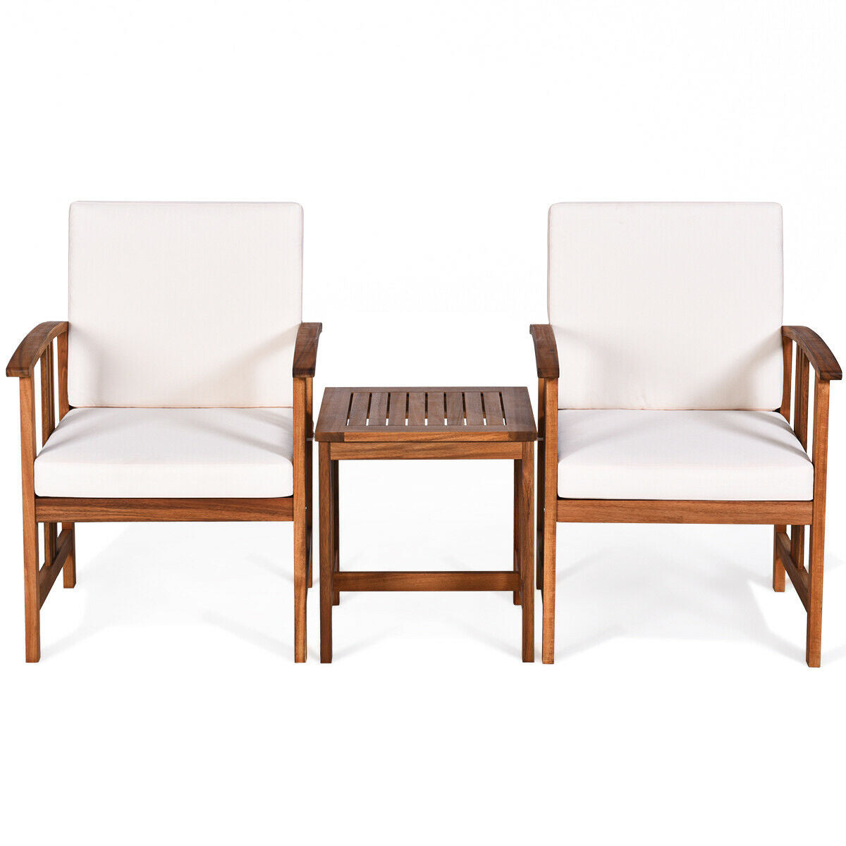 3 Pcs Solid Wood Outdoor Patio Sofa Set, White Patio Conversation Sets White at Gallery Canada