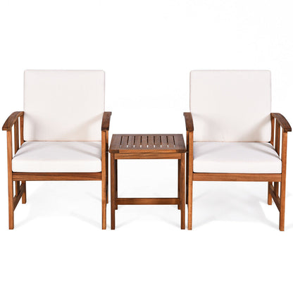 3 Pcs Solid Wood Outdoor Patio Sofa Set, White Patio Conversation Sets White at Gallery Canada