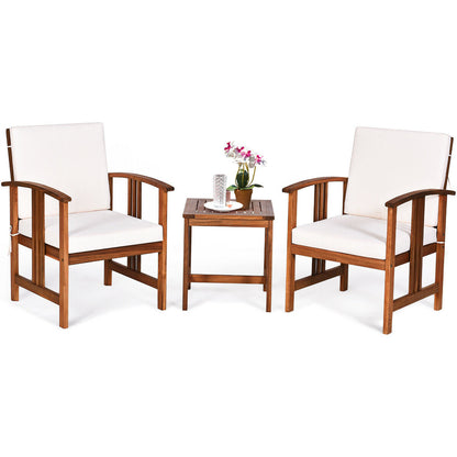3 Pcs Solid Wood Outdoor Patio Sofa Furniture Set, White Patio Conversation Sets at Gallery Canada
