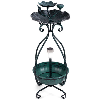 Solar Outdoor Bird Bath Feeder Combo with Flower Planter Pedestal and Solar Lights, Bronze Pets at Gallery Canada