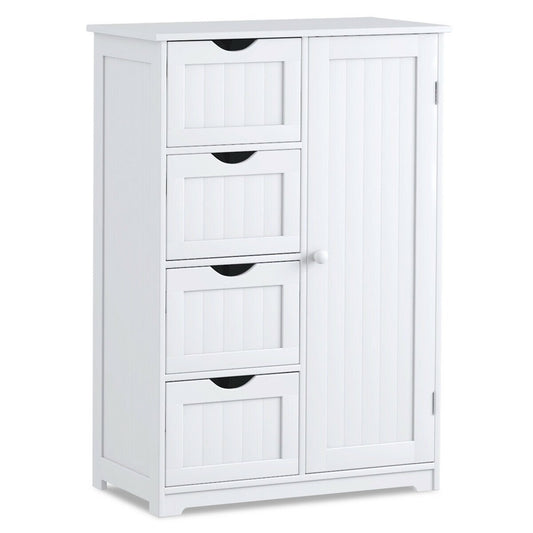 Standing Indoor Wooden Cabinet with 4 Drawers, White - Gallery Canada